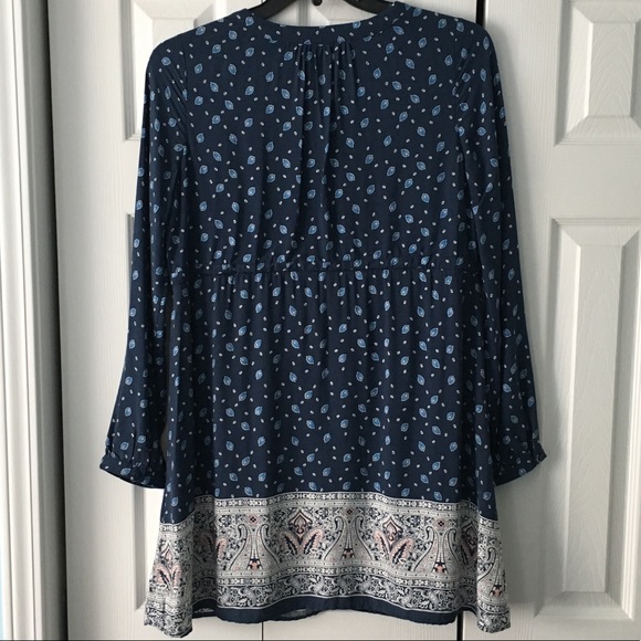 Alya by Francesca Blue Long Sleeve Floral Dress M - Picture 2 of 8